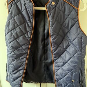 Quilted Navy Vest with Orange Trim
